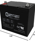 Ready To Roll 12V 55Ah Deep Cycle Battery Group 22NF Sealed Lead Acid Marine Pack for pontoon boats with size dimensions.