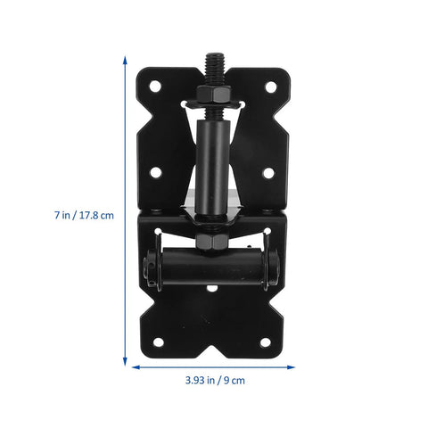 Heavy Duty Stainless Steel Barn Door Hinges Two Piece Set For Outdoor Shed And Metal Gate side view showcasing size and black finish.