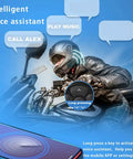 Motorcyclist using Wireless Bluetooth 5.3 Remote Controller For Steering Wheel Car Kit And Bike Motorcycle Phone Control
