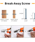 Diagram of break-away screws with measurements used for installing 10 Pack 3.75 Inch Matte Black Knurled Cabinet Pull Handles.