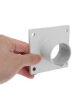 Diyeah Industrial Dryer Discharge Flange Adapter Steel Bottom Outlet Connector Anti-Slip Design, held in hand for easy installation.