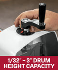 Adjustable height control on 16 Inch Drum Sander With Open Stand For Heavy Duty Woodworking, 1-1/2 HP, 115V Single Phase.