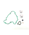 Top Shelf Water Pump Gasket Kit With Heavy Duty Factory Bearings For KTM SX 65 And XC 65 Dirt Bike Engine Rebuild And Trail Maintenance OEM Spec Components, includes green gasket and seals.