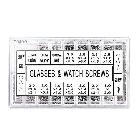 Premium Stainless Steel Glasses Screws Repair Kit With Micro Nuts Washers Hardware Set For Spectacles Watches And Gadgets 1000 Piece Collection with organized screws.