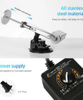 Boss Level Mini Linear Actuator With 45Mm Stroke And Smooth 30 To 400Rpm Speed Control, showcasing stainless steel design and power supply.