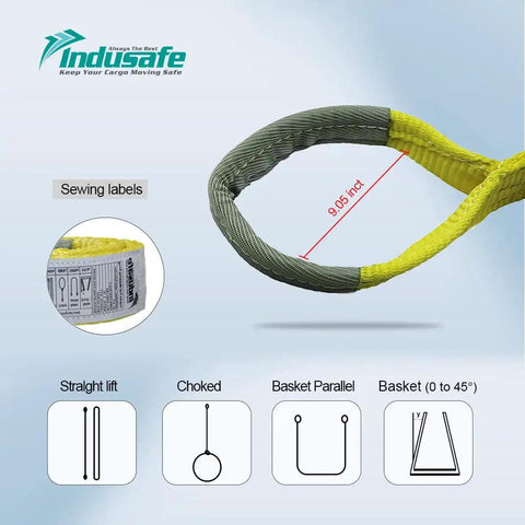 Heavy Duty 2 Pack 2 Inch By 6 Foot Lift Straps Made From 2 Ply Polyester For Hoist And Rigging, sewing labels shown