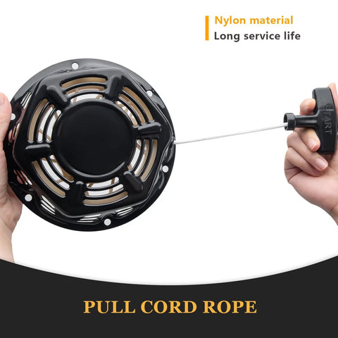 Recoil Starter Assembly For Generators With 196cc To 224cc Engines, durable nylon pull cord in hand