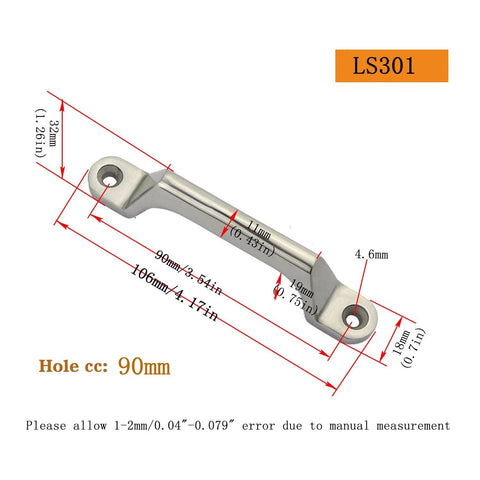 Heavy Duty 304 Stainless Steel Drawer Cabinet Pulls And Door Handles For Windows And Toolboxes Durable Corrosion Resistant Industrial Hardware 7 Size Options 90mm Hole Centers Screws Not Included, labeled with dimensions