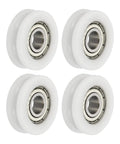 U Groove Ball Bearing Roller Featuring Top Tier Nylon Pulley Guide Wheel And Stainless Steel Track Wheel For Sliding Door Window Hardware Heavy Duty Smooth Operator Replacement White Pack Of Four in a pack of four.