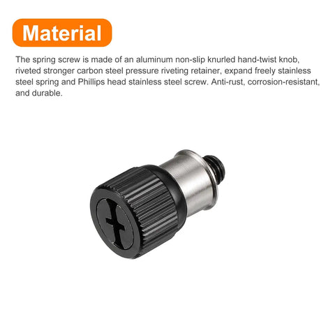 10 Pack M6 Knurled Spring Loaded Thumbscrews Black Self Clinching Panel Fasteners For PC Computer Case Build Hardware Sturdy Stainless Steel Screw With Non Slip Aluminum Knob Rock Solid Grip Fast Tech Upgrade close-up of a black aluminum knurled knob with stainless steel screw