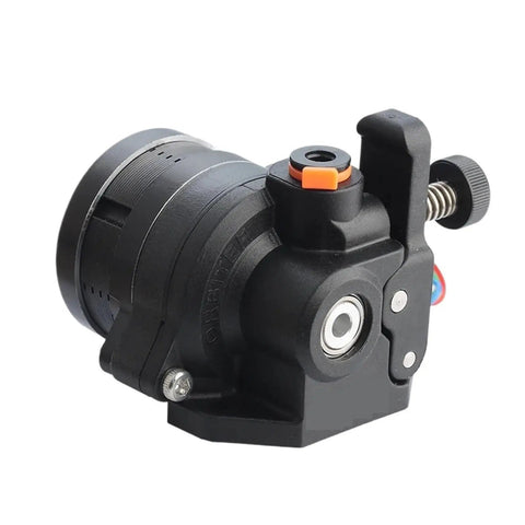 Filament Sensor Upgrade For Orbiter 3D Printer Extruder V2.0 compatible unit with direct drive system. Black plastic construction.