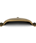 Spanish Gothic Cabinet Cup Pull In Dark Antique Copper Finish showing sturdy solid brass design for kitchen drawer upgrade.