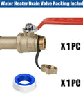 Lead Free Brass Water Heater Drain Valve With Full Port Flow 3/4 MIP to 3/4 GHT, 2 Inch Shank Long Handle, with cap and tape