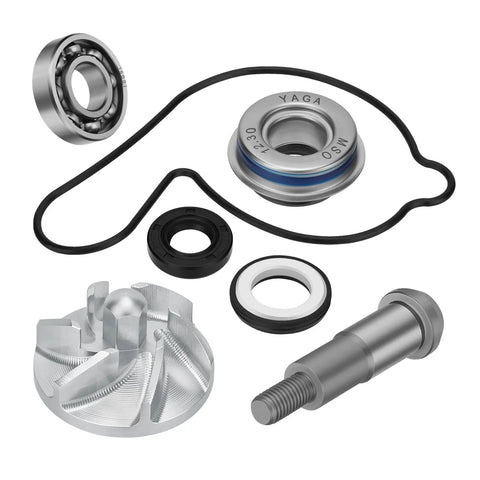 Heavy Duty Water Pump Rebuild Kit Featuring Upgraded CNC Impeller, precise bearings, and seals for Honda Trx450r ATV.