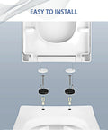 Built Different Square Bathroom Seat With Super Chill Soft Close Hinges And No Mess Quick Install Setup showing installation hardware.