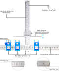 Precision Cabinet Hardware Installation Jig With Automatic Center Punch And Spot Drill Bits For Nail It Every Time Drawer Knob Mounting showing aluminum alloy sliding ruler.