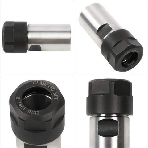 Knuckle Cracker Angle Grinder Extension Shaft Adapter Kit with one quarter and one half inch spring collets, showing clamping nut and alloy steel construction.