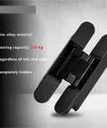 Concealed Invisible Door Hinges Set Of 4 Adjustable Heavy Duty Hardware For Smooth As Butter Swing Operations With Zero Fuss Install, showing zinc alloy hinge with 120 kg capacity.