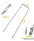 6 Inch Landscape Staples 50 Pack Pro Grade Galvanized Garden Stakes for securing landscape fabric, weed barrier, artificial turf.