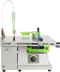 Professional Gem Faceting Machine Designed For Jade Stone Cutting Plus Jewelry Angle Polishing 500 Through 7000 RPM Integrated Precision Lapidary Grinding Workstation side view with speed control knob.