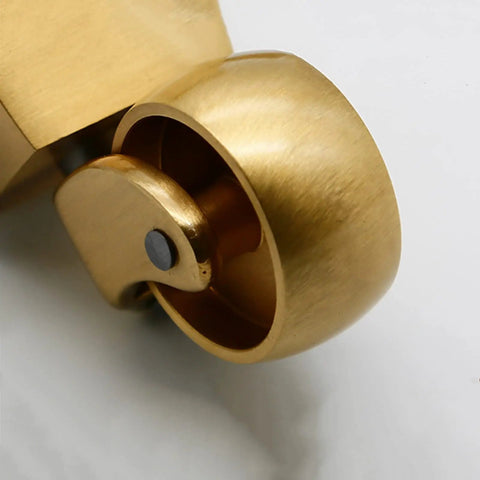 Hella Smooth 360 Swivel Brass Caster Wheels With Slick Vintage Style Built Tough For Heavy Duty Furniture Rollers Simple Bolt Attach Design handles.