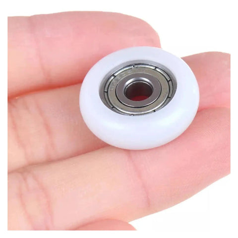 10 Piece Heavy Duty Nylon Shower Door Roller Wheel Replacement Kit For Smooth Sliding Glass Doors 19 To 25 Millimeter white nylon roller held in hand