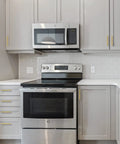 Modern kitchen with 25 Pack 5 Inch Square Cabinet Handles In Brushed Brass Finish Stainless Steel Kitchen Hardware Pulls
