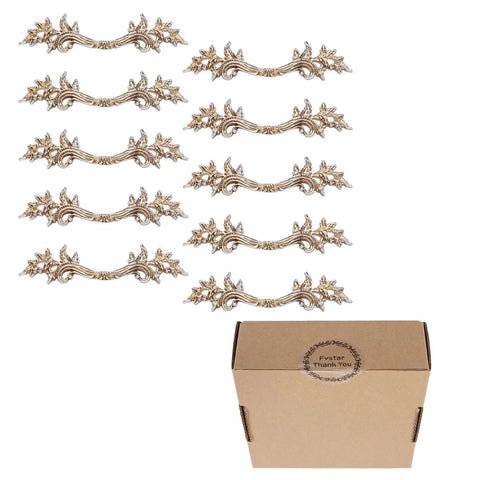 Premium Zinc Alloy Antique Silver Cabinet Pulls for Kitchen Drawers and Cupboards 10 Pack shown with decorative details and packaging.