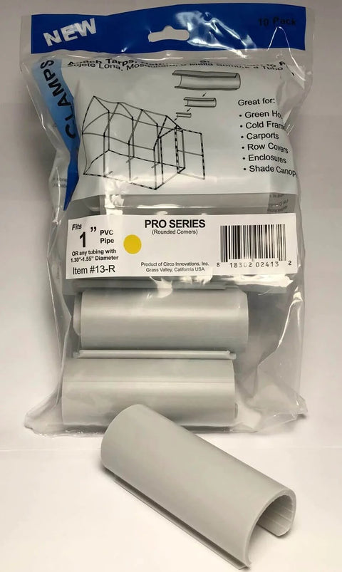 Pro Series Snap Clamps 1 Inch 20 Pack Gray Snap Clamps With Rounded Edges For Safer Fabric And Plastic Ideal For Attaching Tarps Or Netting To Pipe Or EMT Highly Compatible With Many Pipe Types in packaging front view