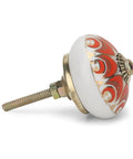 Handmade Ceramic Cabinet Knobs And Dresser Drawer Pulls Featuring Killer Gold Accents That Bring A Straight Up Farmhouse Vibe Perfect For Kitchens And Cabinetry Delivering A Serious Home Game Changer Pack Of Twenty, showing red gold design angle.