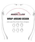 Bulk Six Pack Clear Lens Safety Glasses Ansi Z87 1 Certified Impact Resistant Frames with wrap-around design for various face shapes.