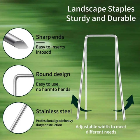 57 Pack 4 Inch Galvanized U Shaped Garden Stakes For Landscaping Ground Yard Fence Projects Heavy Duty 12 Gauge Tent Stakes Pins For Weed Barrier Fabric Outdoor Decor diagram