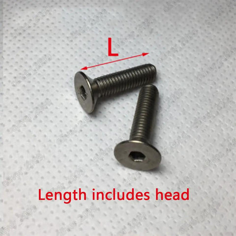 Badass Grade 2 Titanium Hex Socket Countersunk Flat Head Screws, M8 Metric Fine Thread Allen Bolts 55mm Length close-up view.