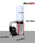 Heavy Duty Shop Dust Collector 1-1/2 Hp Dual Voltage Motor Powers 1100 Cfm with clear canister and measurements