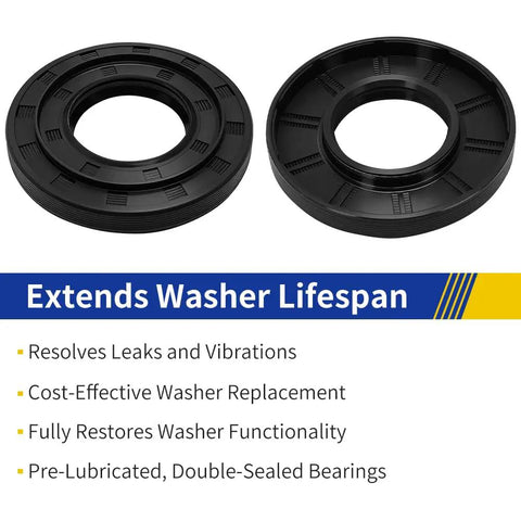 Front Load Washer Tub Bearing And Seal Repair Kit For Kenmore And LG Machines shows two seal rings, designed to cut down on vibrations.