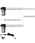 Heavy Duty Linear Actuator Replacement Motor For Power Recliner And Lift Chairs Smooth Ride Setup With 2 Pin Power Plug and 5 Pin Hand Control image showing dimensions and stroke measurements.