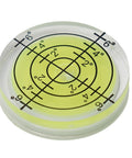 32mm for acrylic Bubble Level Round Circular for spirit Gauge(2) with yellow liquid and black measuring lines.