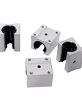 High Precision SBR16 Linear Guide Rail Pair Featuring 2200mm Heat Treated Carbon Steel Shafts With Butter Smooth Four Point Bearings, silver four point bearing carriages.