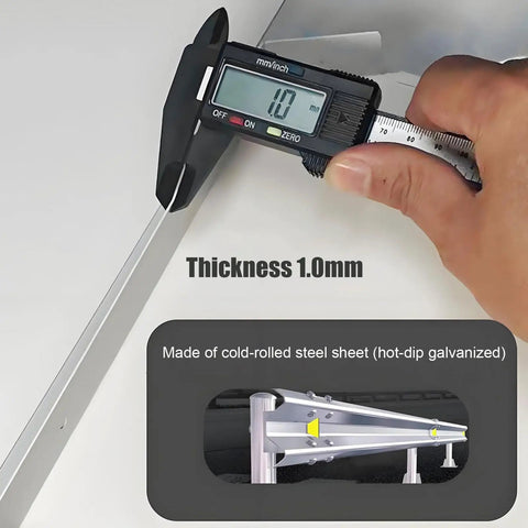 Measuring 1.0mm thickness of Tough As Nails Weatherproof EV Charger Cover And Steel Outdoor Protective Shell