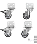 Smooth Operator 1.25 Inch Swivel Caster Wheels With Brake L Bracket Side Mount TPR Rubber Non Marking small set of 4 wheels.