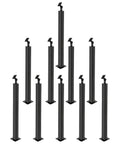 Badass Matte Black Holeless Railing Post For Deck And Balcony 35 37 Inch, sleek solid steel posts arranged for modern outdoor use.