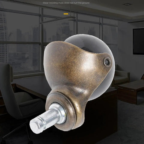 Four Slick Gliding Antique Bronze Swivel Casters Crazy Smooth Rollers For Office Desks And Workbenches With Quiet Locking Wheels Non Marring Carpet Safe No Hassle Replacement Gear close-up view of a single caster with bronze finish.