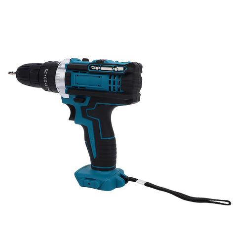 Top Shelf 21V Cordless Drill Driver With A Gutsy 10mm Keyless Chuck And Reliable Power Battery sidebar view, lightweight design for DIY use.