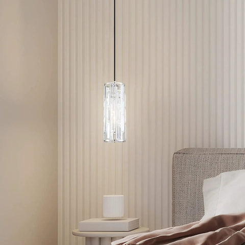 2 Pack Crystal Kitchen Island Pendant Lights With Nickel Finish Dope Modern Fixture with metal shade over side table and bed