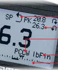LCD screen of Slick Digital Force Gauge delivering 50 pound capacity, showing current readings and indicators for settings.