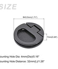 2 Pack Zinc Alloy Flush Ring Pull Handles 43.5mm OD x 7mm Deep with Screws Black Slam Latch size diagram