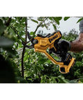 Image of 20V Cordless Pruning Shears Bare Tool With Nonstick Blades, LED Work Light in use cutting a branch in a garden.