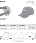 Light Grey Womens Adjustable Baseball Cap Lightweight Breathable Washed Distressed Low Profile Hat For Everyday Wear Dress Up Or Sweatshirt Looks Great For Sports Hiking Cycling And Travel with size chart and dimensions.
