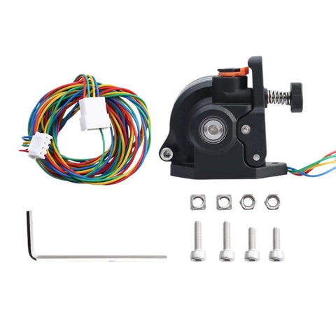 Filament Sensor Upgrade For Orbiter 3D Printer Extruder V2.0, includes motor, wiring, hardware, and tools for installation.