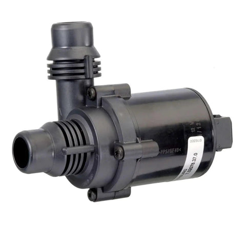 High Performance Auxiliary Electric Coolant Water Pump For BMW 5 Series 7 Series X5 Engine Cooling System Upgrade, side view showing design and connections.